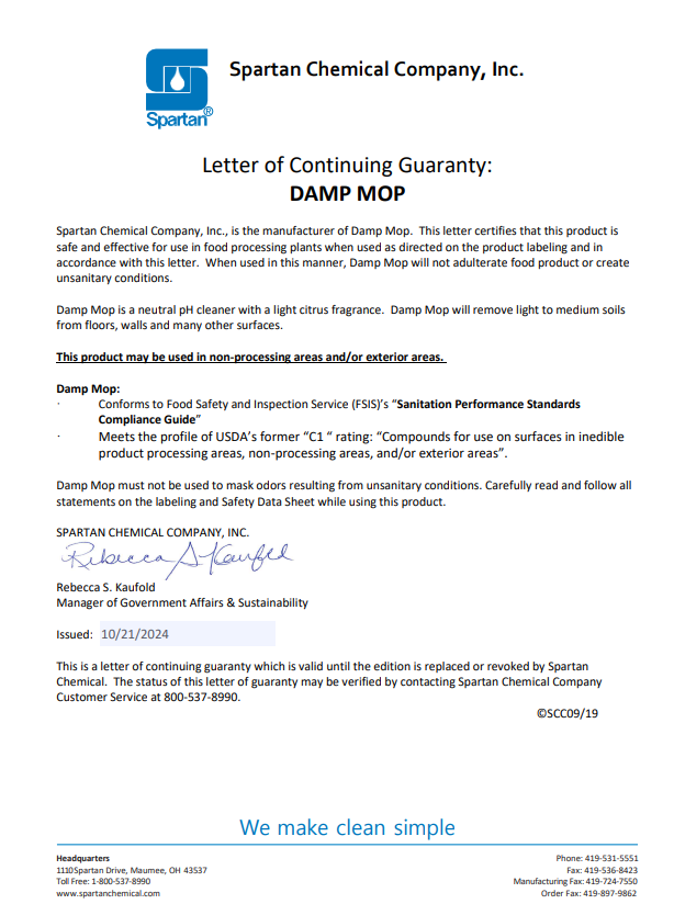 DAMP MOP NO RINSE FLOOR CLEANER SPARTAN 4L