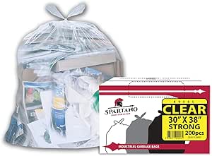 GARBAGE BAGS CLEAR 30" X 38" UTILITY CAN LINER 200 BAGS STRONG