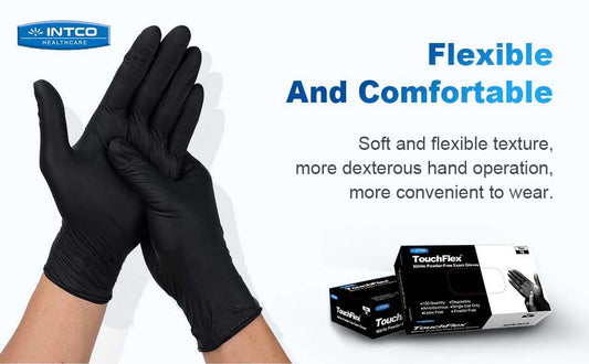 TOUCHFLEX NITRILE GLOVES MEDIUM BLACK 100/BOX
