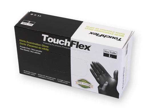 TOUCHFLEX NITRILE GLOVES LARGE BLACK 100/BOX